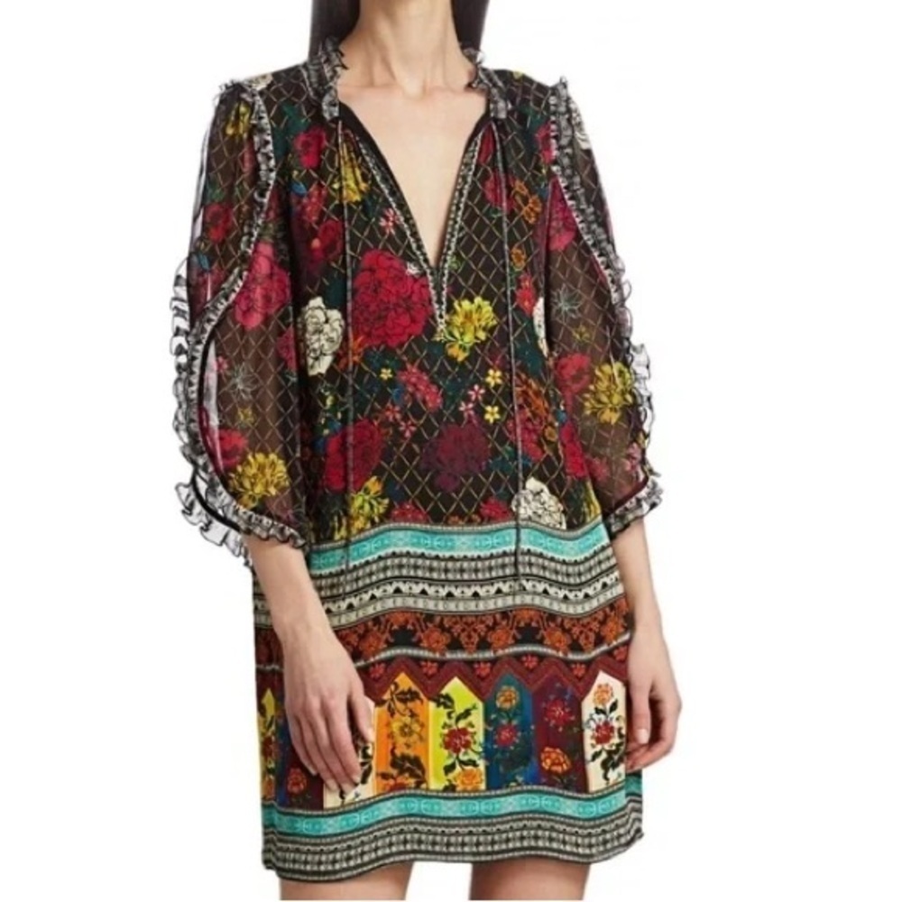 NWT Alice + Olivia Julius Mona Floral Ruffle Mini Dress Size S/P